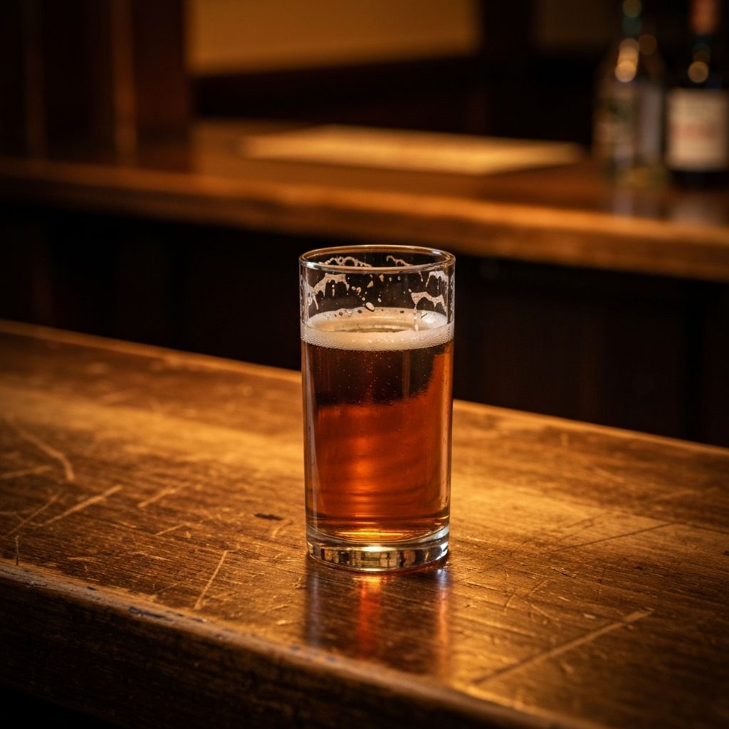 Kupferfarbenes Altbier in einem kleinen Glas